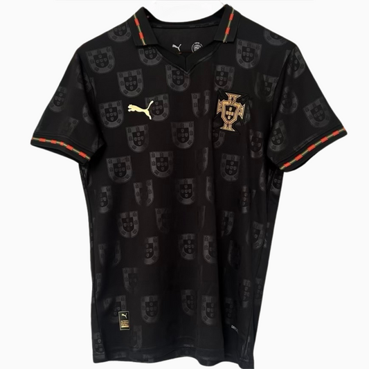 ELVN Portugal Black Panther Heritage Kit featuring a sleek black panther design on a sports jersey with Portugal branding.