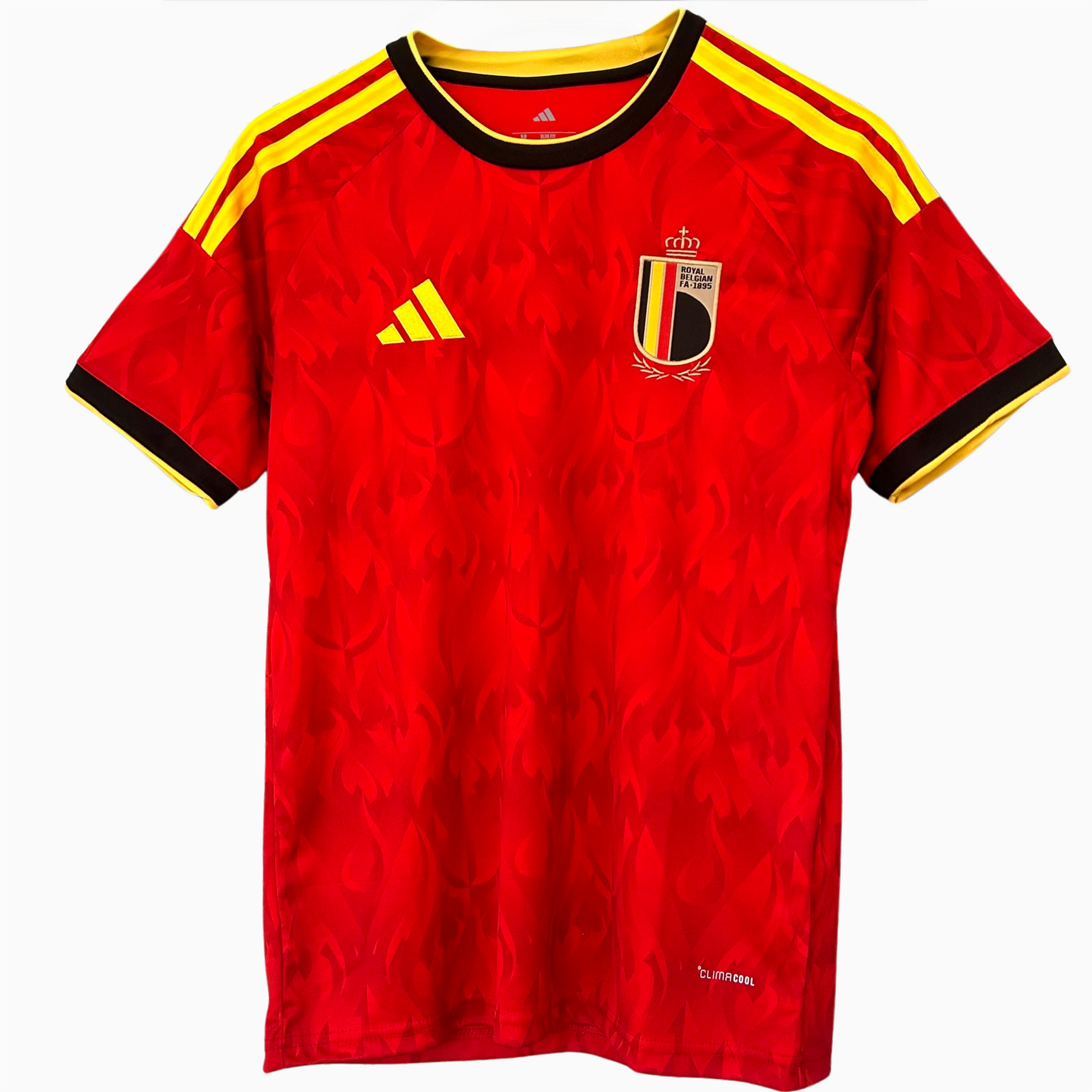 Belgium Home Kit 2026 by ELVN featuring the official team jersey with red, black, and yellow design and team logo.