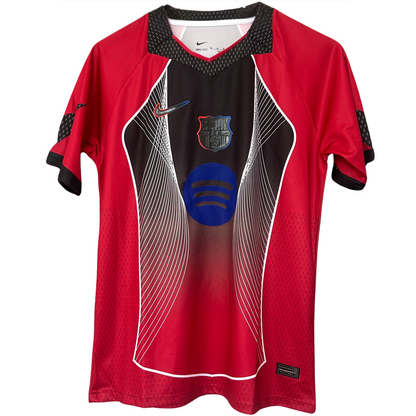 FC Barcelona red kit by ELVN, featuring the team's jersey with red and blue colors, displayed on a mannequin.
