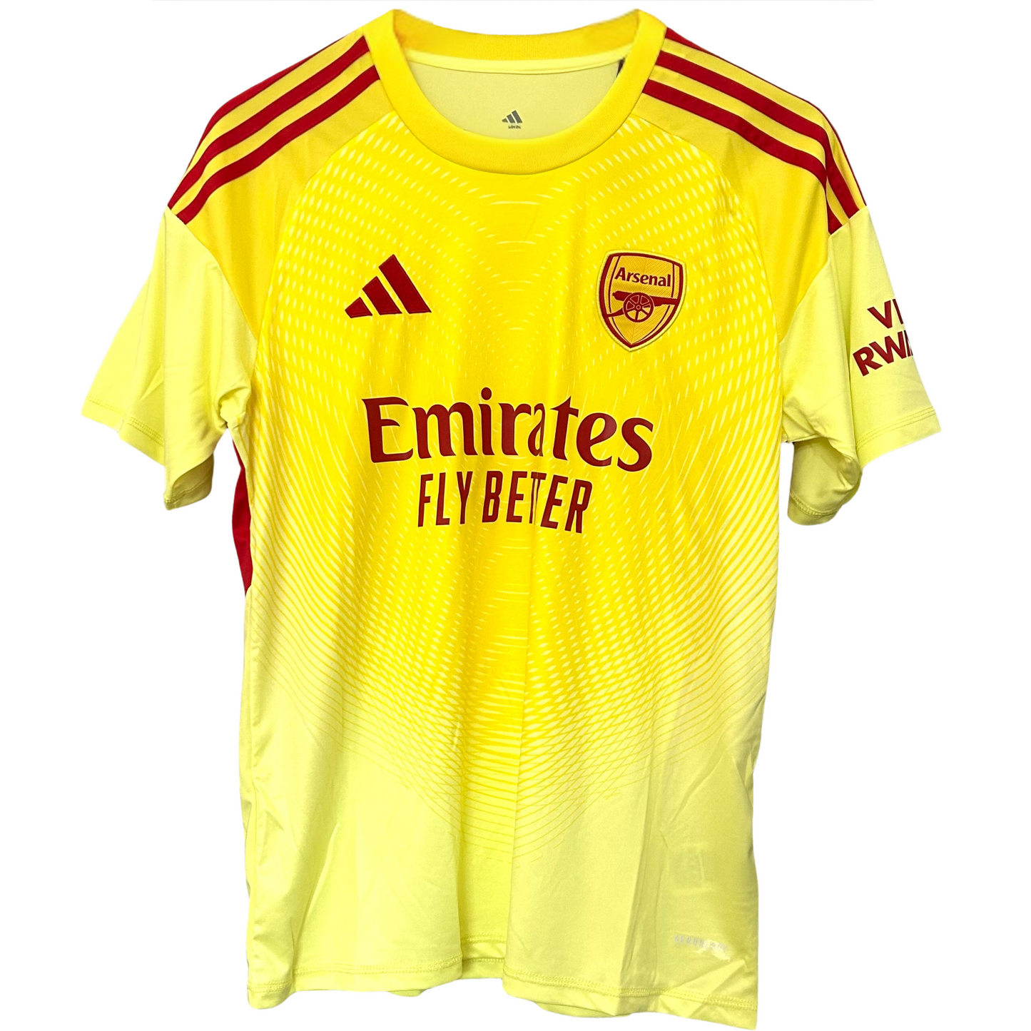 ELVN Arsenal home goalkeeper kit 2025/26, featuring the team jersey with team crest and matching goalkeeper shorts and socks.