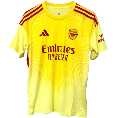 ELVN Arsenal home goalkeeper kit 2025/26, featuring the team jersey with team crest and matching goalkeeper shorts and socks.