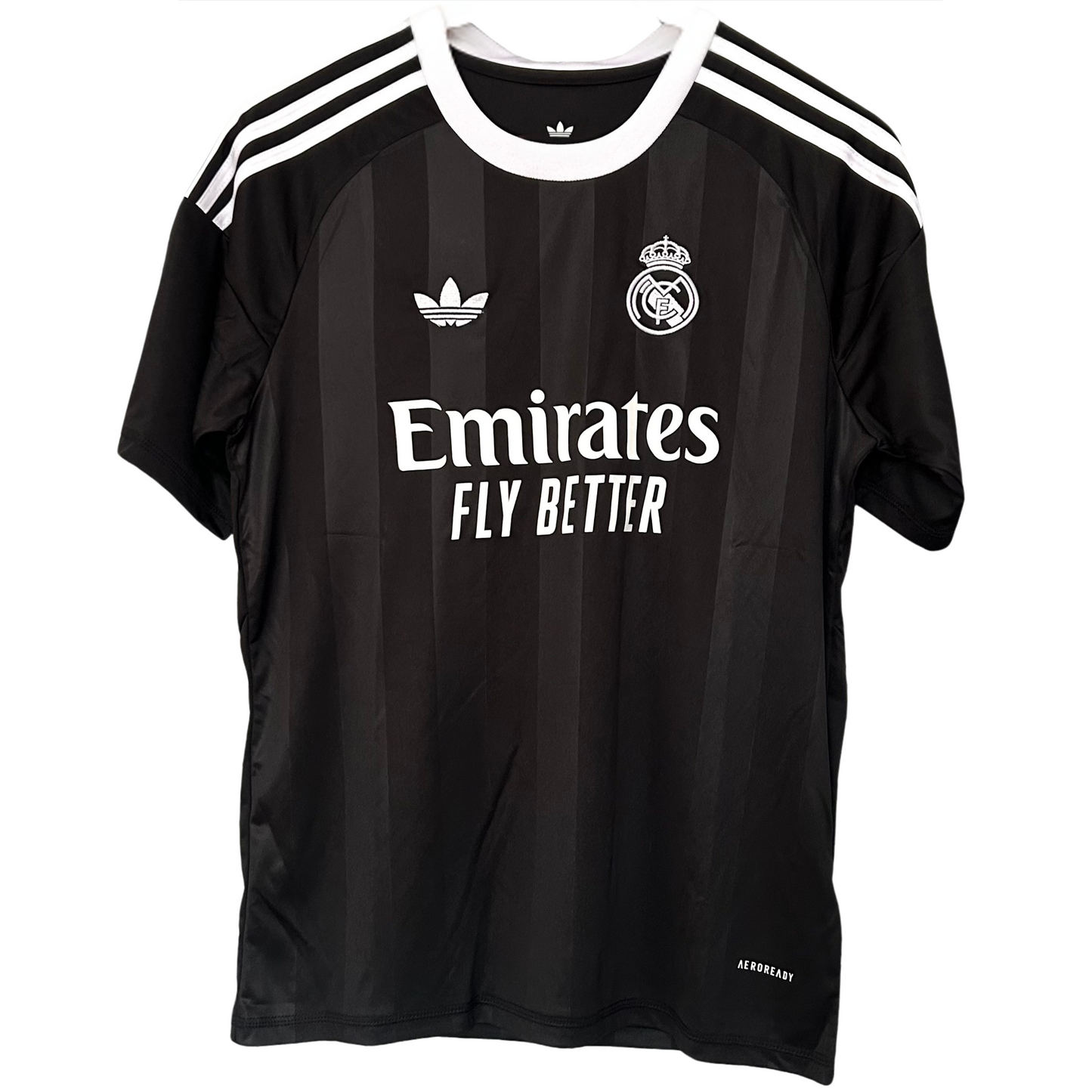 Real Madrid third goalkeeper kit 2025/26 by ELVN, featuring team logo and goalkeeper jersey design in white and purple.